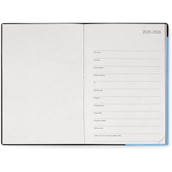 LEGAMI - Agenda hebdomadaire moyen 2026, rétro bleu, 12 mois moyen, fermeture avec élastique, journal de janvier 2026 à décembre
