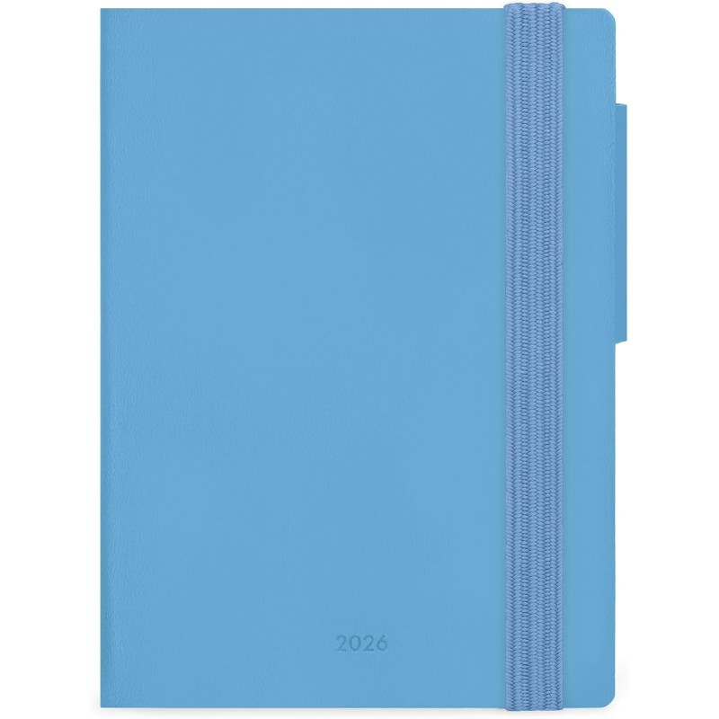 Legami - agenda hebdomadaire mini 2026, retro bleu, 12 mois mini, carnet d'adresses inclus, fermeture avec élastique, journal de