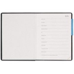 Legami - agenda hebdomadaire mini 2026, retro bleu, 12 mois mini, carnet d'adresses inclus, fermeture avec élastique, journal de