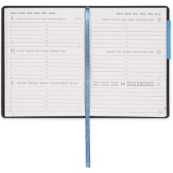 Legami - agenda hebdomadaire mini 2026, retro bleu, 12 mois mini, carnet d'adresses inclus, fermeture avec élastique, journal de