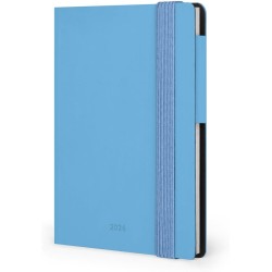 Legami - agenda hebdomadaire mini 2026, retro bleu, 12 mois mini, carnet d'adresses inclus, fermeture avec élastique, journal de