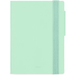 LEGAMI - Agenda hebdomadaire Mini 2026, Pastel Mint, 12 mois Mini, carnet d'adresses inclus, fermeture avec élastique, journal d