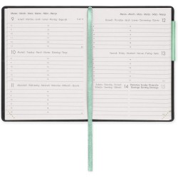 LEGAMI - Agenda hebdomadaire Mini 2026, Pastel Mint, 12 mois Mini, carnet d'adresses inclus, fermeture avec élastique, journal d