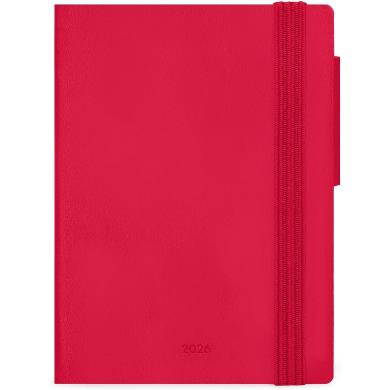 LEGAMI - Agenda hebdomadaire Mini 2026, Cherry Bomb, 12 mois Mini, carnet d'adresses inclus, fermeture avec élastique, journal d