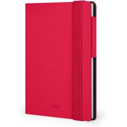 LEGAMI - Agenda hebdomadaire Mini 2026, Cherry Bomb, 12 mois Mini, carnet d'adresses inclus, fermeture avec élastique, journal d