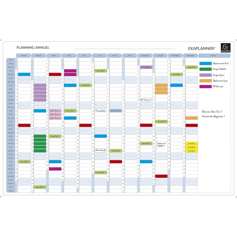 EXACOMPTA Planning annuel magnétique 90x59cm vendu en kit avec de nombreux accessoires