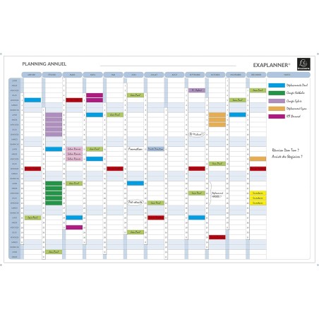 EXACOMPTA Planning annuel magnétique 90x59cm vendu en kit avec de nombreux accessoires