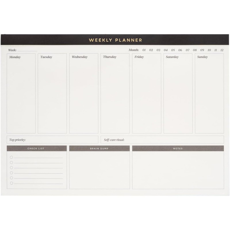 Kokonote - Bloc Note A4 Semainier Basic Studio | Weekly Planner, Sous-Main Bureau, Planificateur Hebdomadaire | Papeterie de Bur