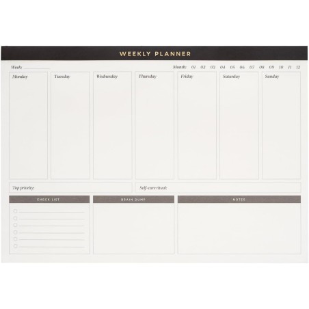 Kokonote - Bloc Note A4 Semainier Basic Studio | Weekly Planner, Sous-Main Bureau, Planificateur Hebdomadaire | Papeterie de Bur
