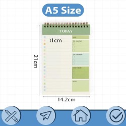 OFFCUP Bloc de Planification Hebdomadaire, 1pc A5 To-Do List de Taches 52 Feuilles (104 Pages), Blocs Note Agenda Quotidien Non 