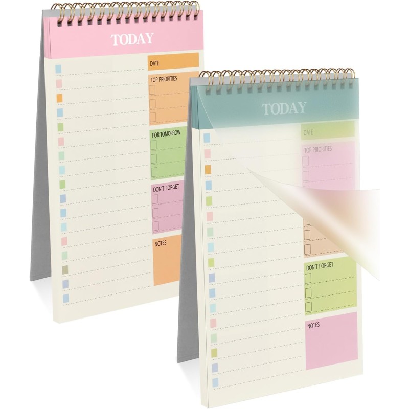 OFFCUP Bloc de Planification Hebdomadaire, 2pcs A5 To-Do List de Taches 52 Feuilles (104 Pages), Blocs Note Agenda Quotidien Non