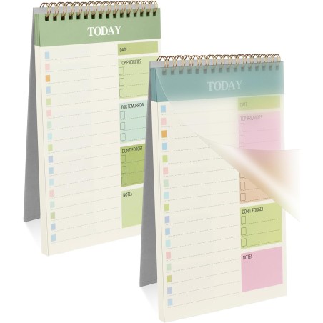 OFFCUP Bloc de Planification Hebdomadaire, 2pcs A5 To-Do List de Taches 52 Feuilles (104 Pages), Blocs Note Agenda Quotidien Non