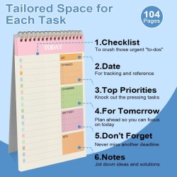 OFFCUP Bloc de Planification Hebdomadaire, 1pc A5 To-Do List de Taches 52 Feuilles (104 Pages), Blocs Note Agenda Quotidien Non 