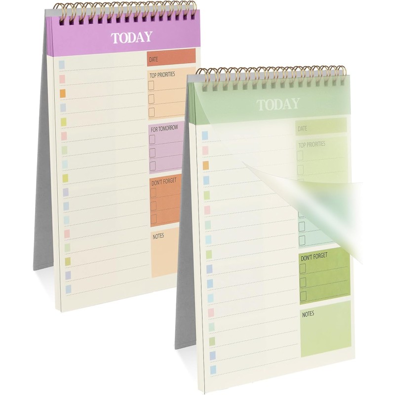 OFFCUP Bloc de Planification Hebdomadaire, 2pcs A5 To-Do List de Taches 52 Feuilles (104 Pages), Blocs Note Agenda Quotidien Non