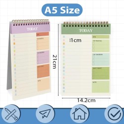 OFFCUP Bloc de Planification Hebdomadaire, 2pcs A5 To-Do List de Taches 52 Feuilles (104 Pages), Blocs Note Agenda Quotidien Non
