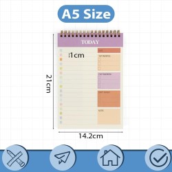 OFFCUP Bloc de Planification Hebdomadaire, 1pc A5 To-Do List de Taches 52 Feuilles (104 Pages), Blocs Note Agenda Quotidien Non 