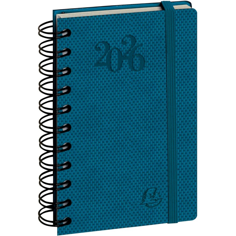 Exacompta - 15414E - Agenda de poche Journal 15S quadrillé Swan spiralé - Fermeture élastique - 9 x 14,6 cm - Janvier à décembre
