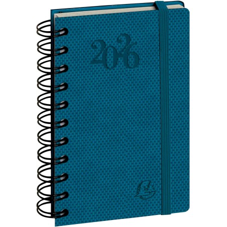 Exacompta - 15414E - Agenda de poche Journal 15S quadrillé Swan spiralé - Fermeture élastique - 9 x 14,6 cm - Janvier à décembre