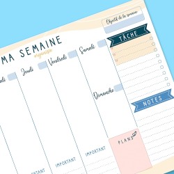 Planning Semaine - Planificateur A4, Agenda Planner Semainier - Weekly Planner, Agenda To Do List Bloc Note Francais - Planning 
