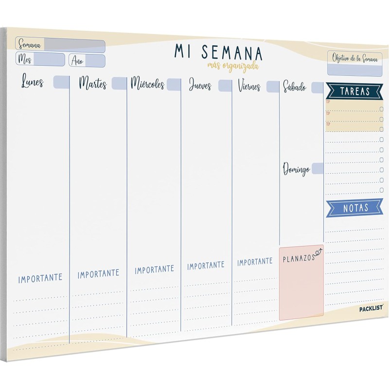 Planificador Semanal A4, para Escritorio - Regalo Original Mi Semana Más Organizada. Agendas, Planificadores y Calendarios Seman