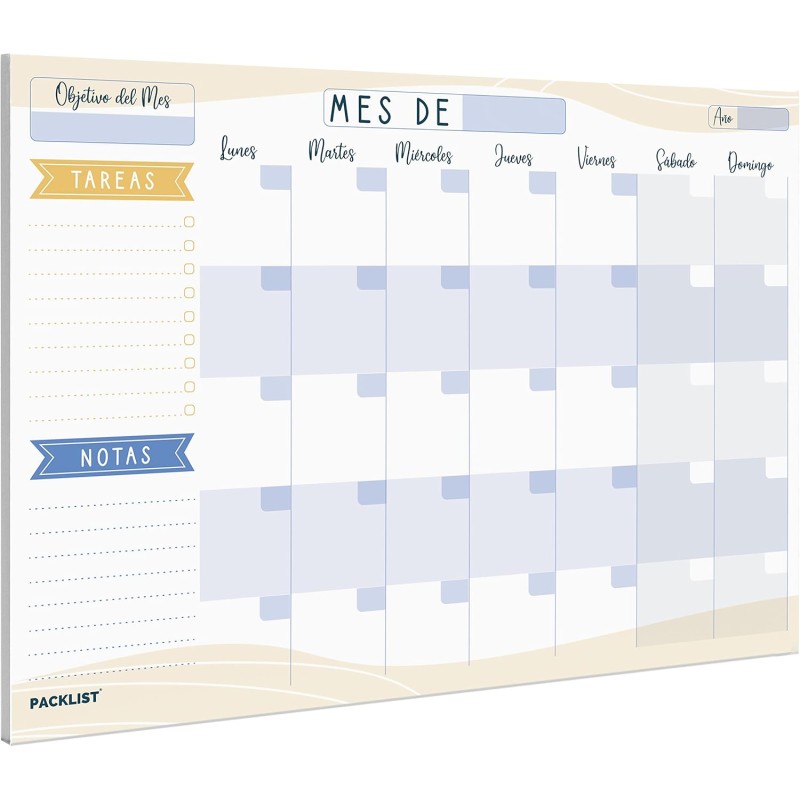Organizador A4 - Agenda Planificador Mensual Calendario Perpetuo 2023/24/25-25 Hojas.