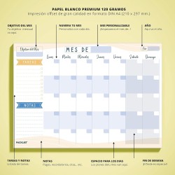 Organizador A4 - Agenda Planificador Mensual Calendario Perpetuo 2023/24/25-25 Hojas.