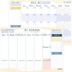 Planificador Semanal + Planificador Mensual - Pack de 2 planners A4, Planning de Escritorio. Agendas, Planificadores y Calendari