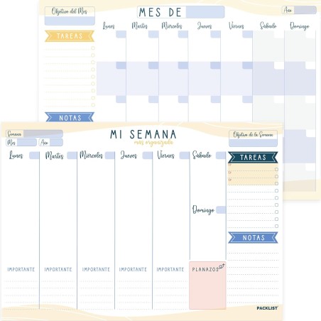 Planificador Semanal + Planificador Mensual - Pack de 2 planners A4, Planning de Escritorio. Agendas, Planificadores y Calendari
