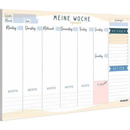 Wochenplaner Block A4 ohne Festes Datum. Terminplaner, Familienplaner mit Wochenziel, To-Do-Liste, TOP 3, Notizen, Pläne, Wichti