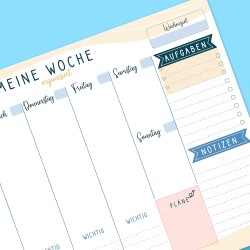 Wochenplaner Block A4 ohne Festes Datum. Terminplaner, Familienplaner mit Wochenziel, To-Do-Liste, TOP 3, Notizen, Pläne, Wichti