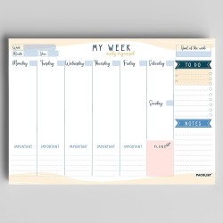 Weekly Planner Pad A4 - Stylish Undated Weekly Organiser, 52 Pages for Home, Study, Work & Family Plans - Beautiful Timetable Pl