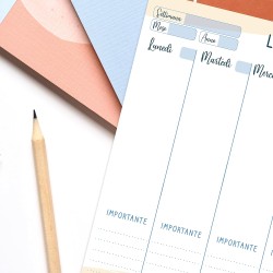 Planner Settimanale Scrivania - Agenda da Tavolo A4 per Appuntamenti - 52 Flogi - Calendario Perpetuo di Design