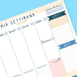 Planner Settimanale Scrivania - Agenda da Tavolo A4 per Appuntamenti - 52 Flogi - Calendario Perpetuo di Design