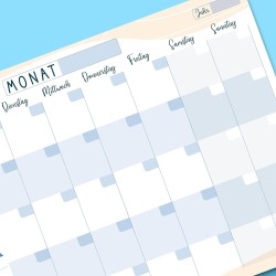 Monatsplaner Block A4 ohne Festes Datum. Terminplaner, Familienplaner mit Monatsziel, To-Do-Liste, Notizen, großem Notizfeld - E