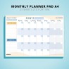 Monthly Planner Pad A4 for Home, Study, Work & Family Plans - Efficient Planner: Organize Your Schedule, Set Goals and Boost Pro