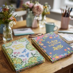 Agenda Calendrier 2026 – Semainier & Mensuel Relié 15,8×21,7 cm, Design Floral, Organisateur avec Onglets, Notes et Autocollants