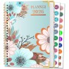 Agenda Calendrier 2026 – Semainier & Mensuel Relié 15,8×21,7 cm, Design Floral, Organisateur avec Onglets, Notes et Autocollants