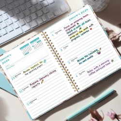 Agenda Calendrier 2026 – Semainier & Mensuel Relié 15,8×21,7 cm, Design Floral, Organisateur avec Onglets, Notes et Autocollants