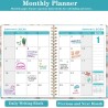 Agenda Calendrier 2026 – Semainier & Mensuel Relié 15,8×21,7 cm, Design Floral, Organisateur avec Onglets, Notes et Autocollants