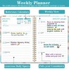 Agenda Calendrier 2026 – Semainier & Mensuel Relié 15,8×21,7 cm, Design Floral, Organisateur avec Onglets, Notes et Autocollants