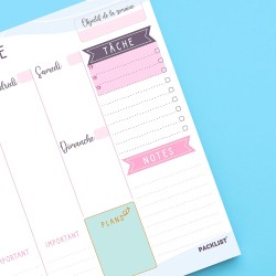 Planning Semaine A4 - Planificateur Hebdomadaire & Agenda Semainier Français. Weekly Planner Bloc Notes To Do List. Design pour 