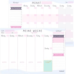 Wochenplaner + Monatsplaner Block A4 ohne Festes Datum. Terminplaner, Familienplaner mit Monatsziel, To-Do-Liste, Notizen, Wicht