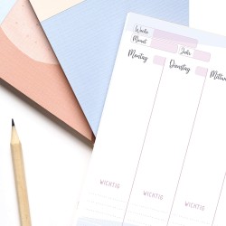 Wochenplaner + Monatsplaner Block A4 ohne Festes Datum. Terminplaner, Familienplaner mit Monatsziel, To-Do-Liste, Notizen, Wicht