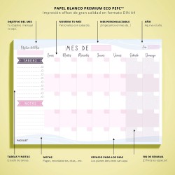 Planificador Mensual, Organizador Mensual A4 - Agenda Mensual Calendario Perpetuo 2023/24/25 - Monthly Planner, Planner Mensual 