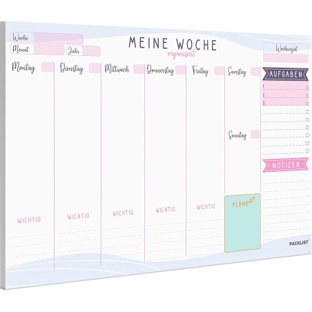 Wochenplaner Block A4 ohne Festes Datum. Terminplaner, Familienplaner mit Wochenziel, To-Do-Liste, TOP 3, Notizen, Pläne, Wichti