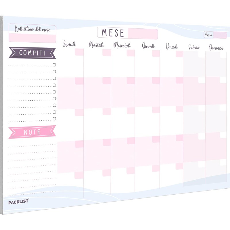 Planner Mensile Scrivania - Planning Mensile da Tavolo A4, Agenda Mensile, 25 Flogi - Monthly Planner - Agenda Appuntamenti - Ca
