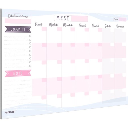 Planner Mensile Scrivania - Planning Mensile da Tavolo A4, Agenda Mensile, 25 Flogi - Monthly Planner - Agenda Appuntamenti - Ca