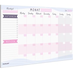 Monatsplaner Block A4 ohne Festes Datum. Terminplaner, Familienplaner mit Monatsziel, To-Do-Liste, Notizen, großem Notizfeld - E