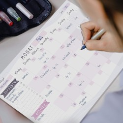 Monatsplaner Block A4 ohne Festes Datum. Terminplaner, Familienplaner mit Monatsziel, To-Do-Liste, Notizen, großem Notizfeld - E