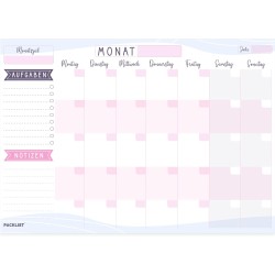 Monatsplaner Block A4 ohne Festes Datum. Terminplaner, Familienplaner mit Monatsziel, To-Do-Liste, Notizen, großem Notizfeld - E